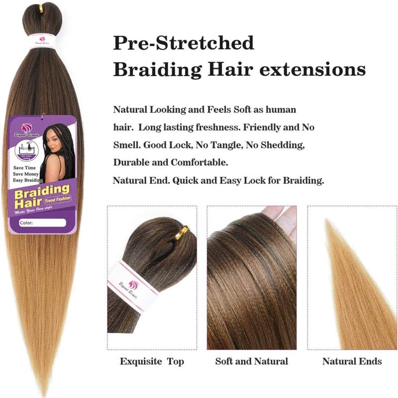 Beyond Beauty Pre-stretched Braids Hair Professional Itch Free Hot Water Setting Synthetic Fiber Ombre Yaki Texture Braid Hair Extensions 26 Inch 8 Packs Beyond Beauty Braiding Hair 1B-30-27â€¦ - Image 4